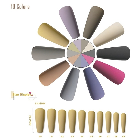 500 pcs Long press on nails matte set with glue - Picture 3 of 7
